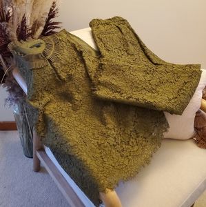 SET - J Crew Olive Green Lace Top